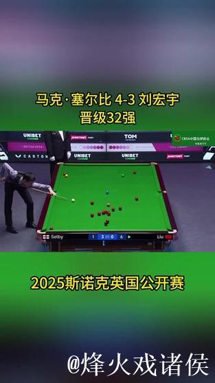 塞尔比4-3险胜刘宏宇 晋级斯诺克英国公开赛32强